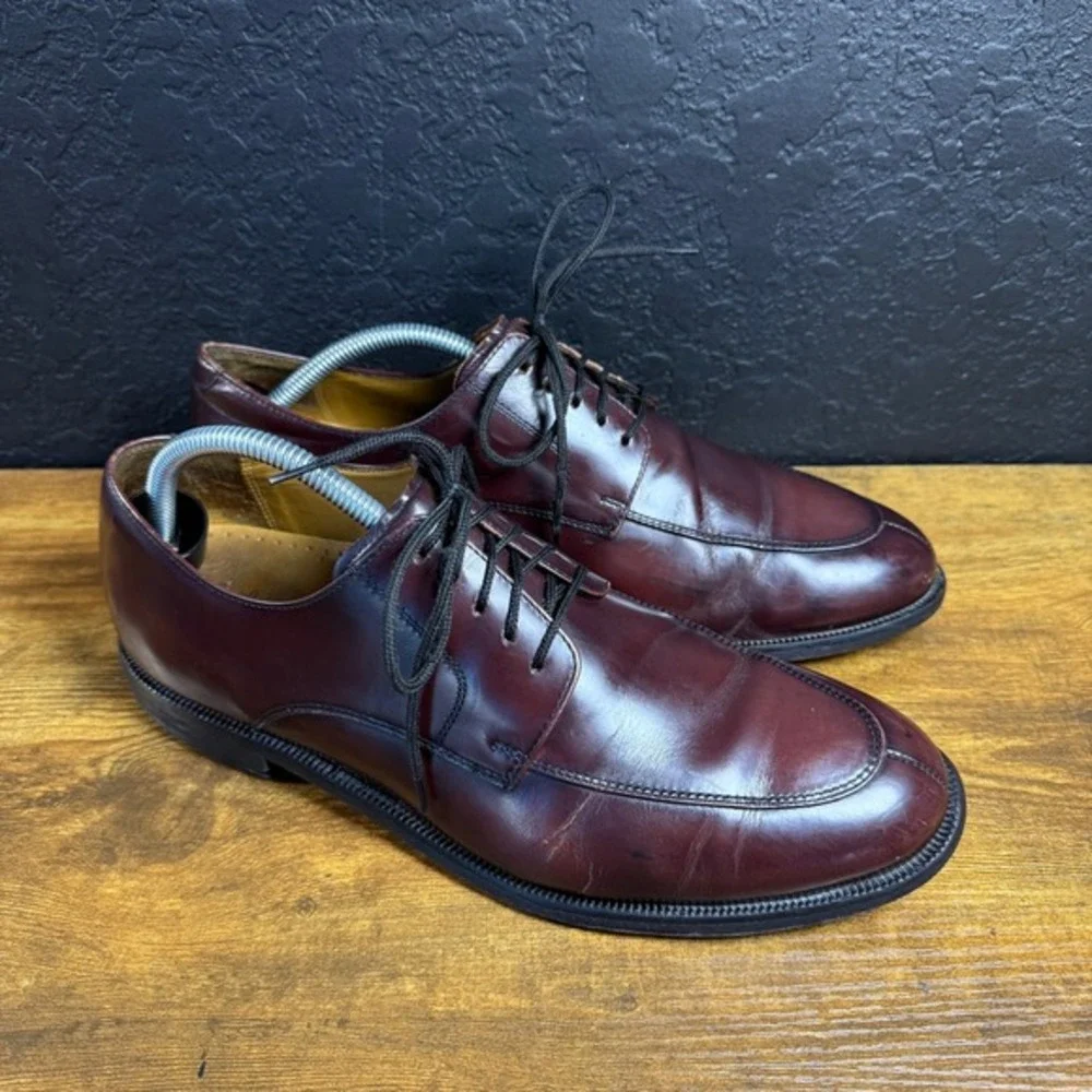 Cole Haan Nike Air C07225 Burgundy Leather‎ Split Toe Oxford Mens 10.5M
